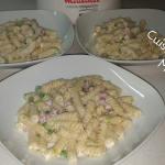 Pasta risottata panna pancetta e piselli